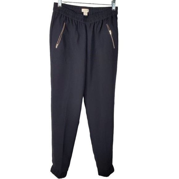 J. Crew Factory Outlet Black Jogger Zip Pockets Casual Travel Pants Size 00 - Picture 1 of 8